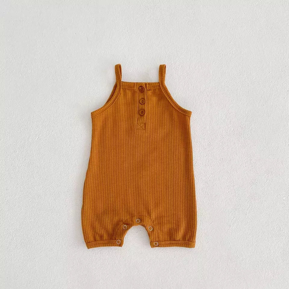 Mustard Waffle Cotton Romper